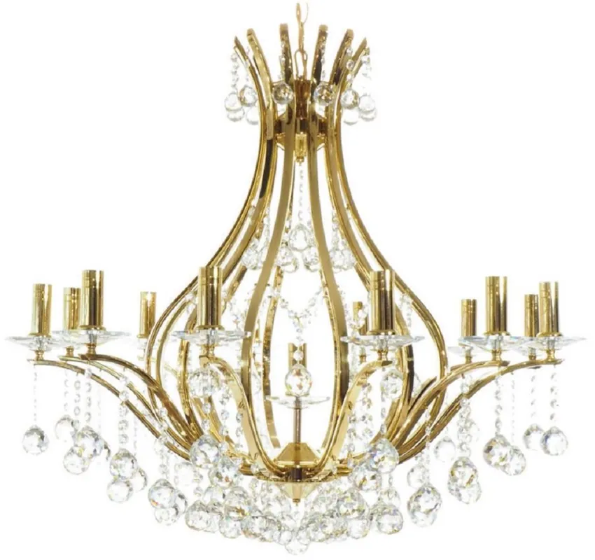 Casa Padrino lustre baroque de luxe en cristal or Ø 85 x H. 80 cm - Lustre en cuivre plaqué or et verre cristal fin - Lustre Baroque de Salon - Lustre Baroque d'Hôtel Online Kaufen