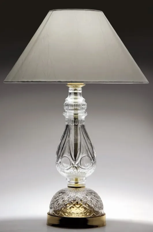 Zertifiziert Casa Padrino lampe de table baroque de luxe en cristal or / gris Ø 35 x H. 50 cm - Lampe de table élégante avec verre en cristal de Bohême et abat-jour - Lampes de table baroques en cristal