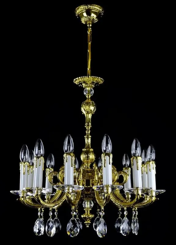 Preisknaller Casa Padrino lustre baroque de luxe en cristal or Ø 60 x H. 61 cm - Magnifique lustre en laiton et verre cristal de Bohême - Noble & Magnifique