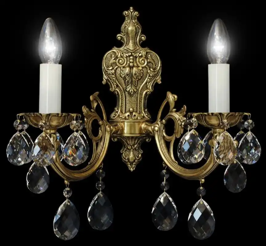 Casa Padrino applique murale baroque de luxe en cristal bronze 21 x H. 37 cm - Magnifique applique avec verre en cristal de Bohême - Noble & Magnifique Bestseller