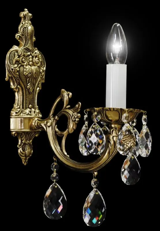 Aktuell Casa Padrino applique murale baroque de luxe en cristal bronze H. 37 cm - Magnifique applique avec verre en cristal de Bohême - Noble & Magnifique