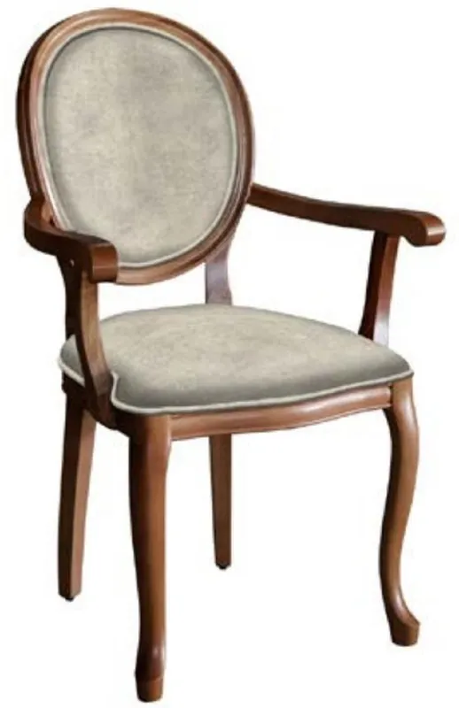 Ausverkauf Casa Padrino chaise de salle à manger baroque gris / marron - Chaise de style antique fait main avec accoudoirs - Mobilier de salle à manger de style baroque