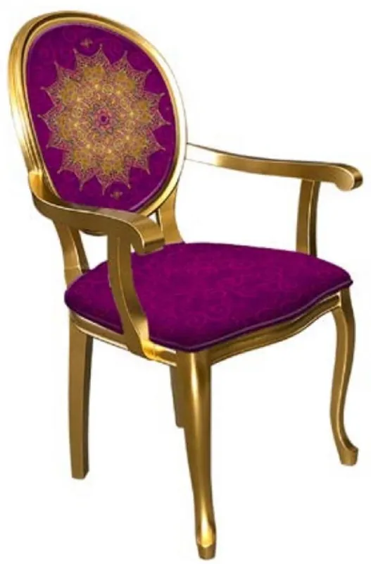 Begrenztes Angebot Casa Padrino chaise de salle à manger baroque violet / or - Chaise de style antique fait main avec accoudoirs - Mobilier de salle à manger de style baroque