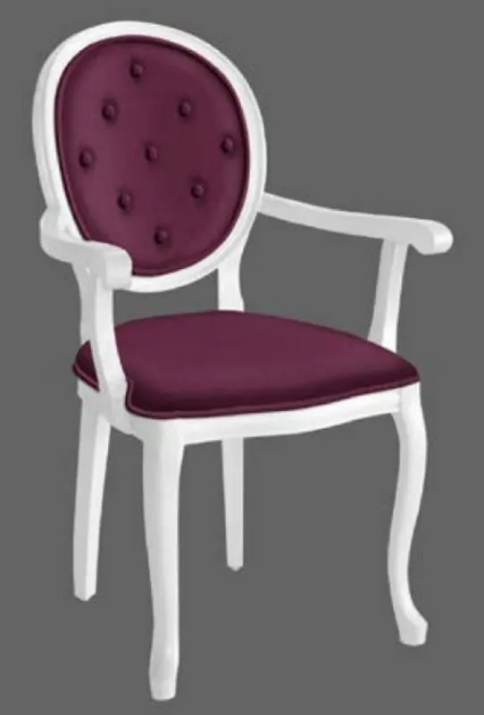 Casa Padrino chaise de salle à manger baroque violet / blanc - Chaise de style antique fait main avec accoudoirs - Mobilier de salle à manger de style baroque Nur Heute