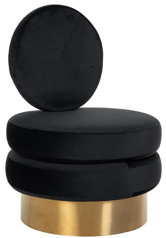 Sale Casa Padrino fauteuil de luxe en velours noir / or 66 x 65 x H. 93 cm - Fauteuil de salon - Fauteuil d'hôtel - Mobilier de salon de luxe