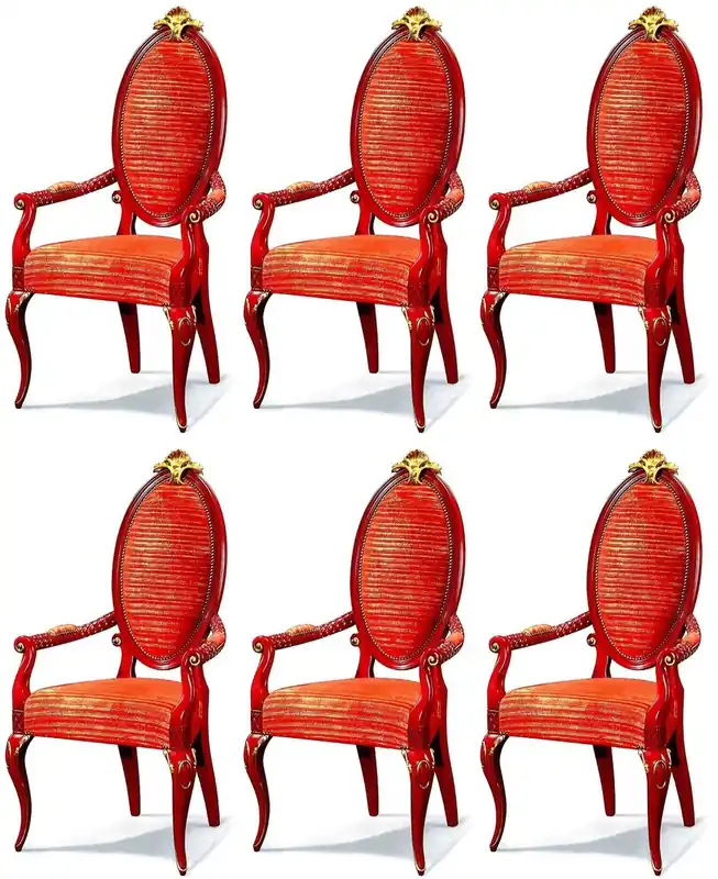 Casa Padrino ensemble de chaise de salle à manger baroque de luxe rouge / or - Magnifique chaises de salle à manger baroques de 6 avec accoudoirs - Qualité de Luxe - Fabriqué en Italie Sichere Zahlung