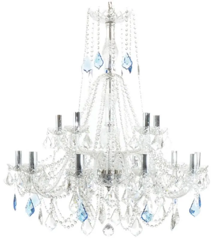 Casa Padrino lustre baroque de luxe en cristal argent / bleu Ø 85 x H. 90 cm - Magnifique lustre avec cristal fin - Noble & Magnificent Geprüft