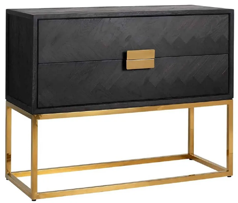 Casa Padrino commode de luxe en bois massif avec 2 tiroirs noir / or 108 x 45 x H. 87 cm - Mobilier de salon - Mobilier d'hôtel - Collection de Luxe Begrenztes Angebot