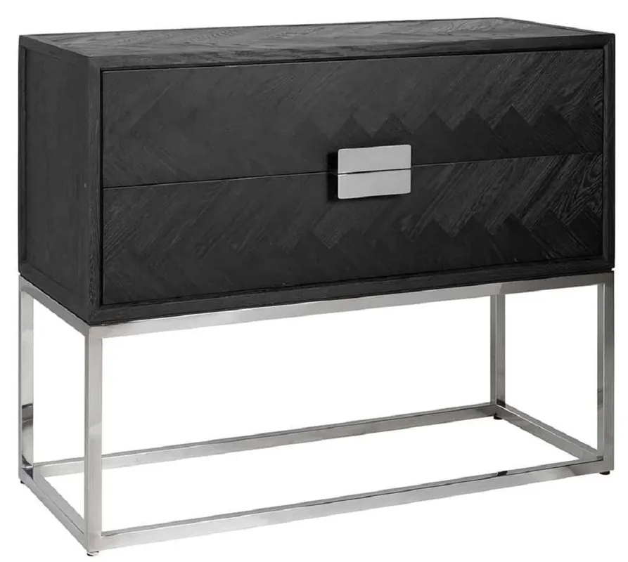 Heißes Angebot Casa Padrino commode de luxe en bois massif avec 2 tiroirs noir / argent 108 x 45 x H. 87 cm - Mobilier de salon - Mobilier d'hôtel - Collection de Luxe