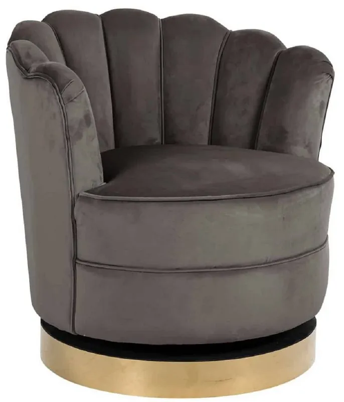 Casa Padrino fauteuil de luxe pivotant en velours gris / or 81,5 x 76 x H. 79 cm - Fauteuil de salon moderne - Meuble de salon de luxe Beliebt