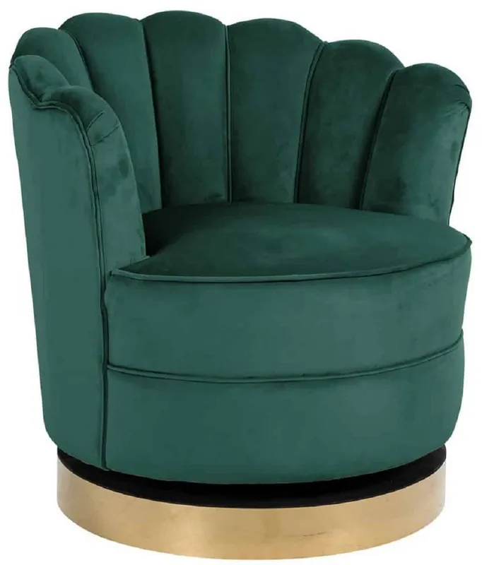 Casa Padrino fauteuil de luxe pivotant en velours vert / or 81,5 x 76 x H. 79 cm - Fauteuil de salon moderne - Meuble de salon de luxe Sale
