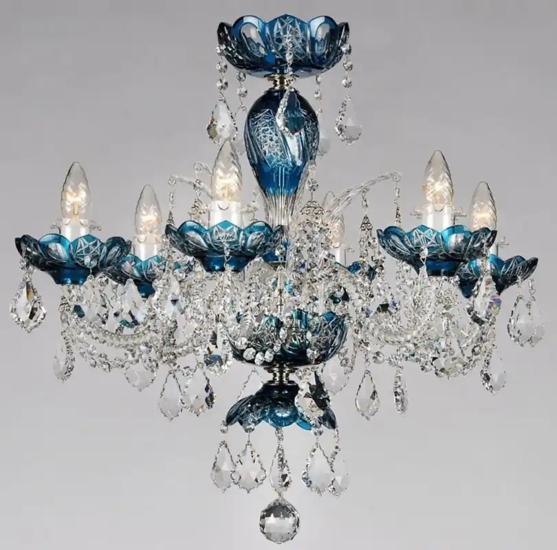 Casa Padrino lustre baroque de luxe en cristal bleu Ø 64 x H. 60 cm - Lustre Hôtel & Restaurant - Lumières Baroques - Noble & Magnifique Angebot