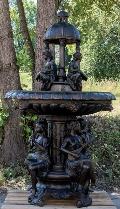 Sonderangebot Casa Padrino fontaine en bronze Art Nouveau de luxe Ø 130 x H. 226 cm - Magnifique fontaine de jardin - Fontaine de décoration de jardin - Décoration de Jardin Baroque & Art Nouveau