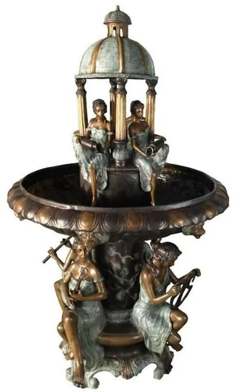 Casa Padrino fontaine en bronze Art Nouveau de luxe turquoise / bronze / or Ø 130 x H. 226 cm - Magnifique fontaine de jardin - Décoration de Jardin Baroque & Art Nouveau Markenprodukt