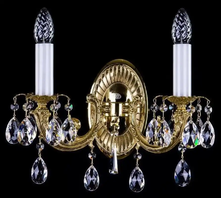 Casa Padrino applique murale baroque de luxe double en cristal baroque or 36 x H. 28 cm - Magnifique applique murale en laiton avec verre en cristal de Bohême - Noble & Magnifique Schnäppchen