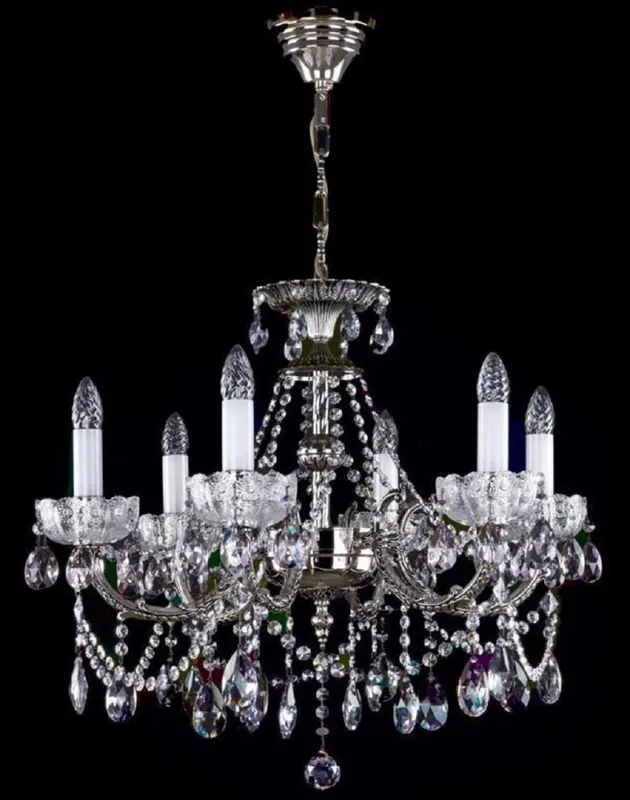 Solange Der Vorrat Reicht Casa Padrino lustre baroque de luxe argent antique Ø 65 x H. 57 cm - Magnifique lustre en laiton et verre cristal de Bohême - Noble & Magnifique
