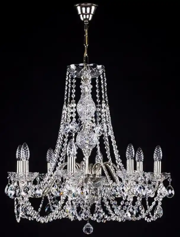 Markenware Casa Padrino lustre baroque de luxe argent Ø 63 x H. 64 cm - Magnifique lustre et verre cristal de Bohême - Noble & Magnifique