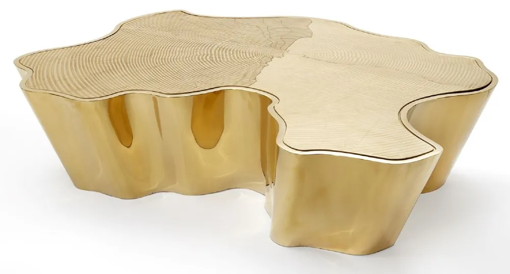 Nur Für Kurze Zeit Casa Padrino table basse de luxe or 127 x 90 x H. 30 cm - Table de salon en acier inoxydable - Mobilier de salon & d'hôtel de luxe
