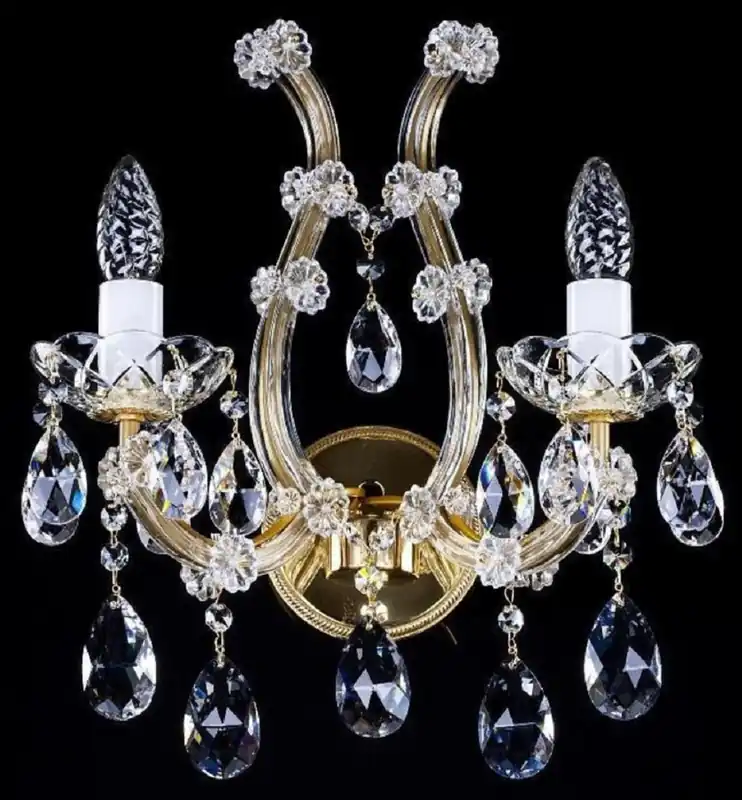 Casa Padrino applique murale baroque de luxe double en cristal baroque or 33 x 17 x H. 38,5 cm - Magnifique applique murale avec verre en cristal de Bohême - Noble & Magnifique Kracherpreis
