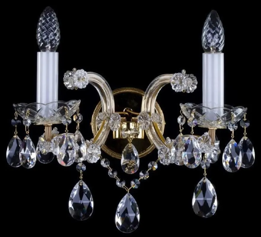 Casa Padrino applique murale baroque de luxe double en cristal baroque or 33 x 21 x H. 34 cm - Magnifique applique murale avec verre en cristal de Bohême - Noble & Magnifique Top-Angebot