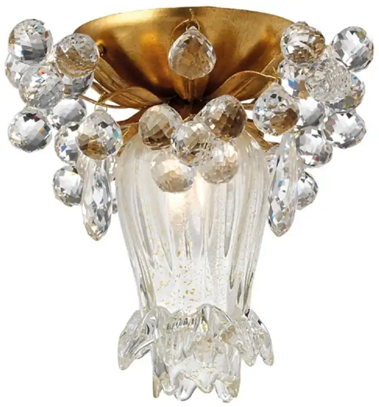 Top-Seller Casa Padrino lampe de couverture LED de luxe or Ø 15 x H. 17 cm - Lampe de couverture avec verre cristal Swarovski noble - Lampe de couverture de salon - Lampe de couverture d'Hôtel
