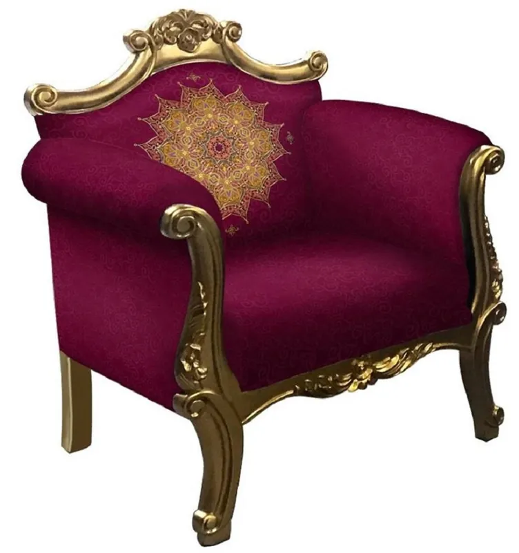 Casa Padrino fauteuil baroque violet / or - Fauteuil de salon fait main de style baroque - Meuble de salon baroque Günstig