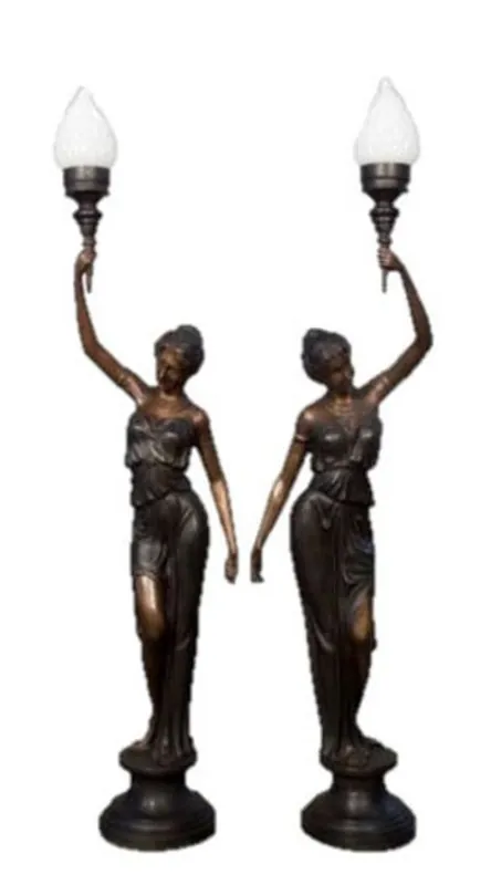 Expressversand Ensemble de lampadaires de luxe en bronze Casa Padrino - 2 lumières en bronze