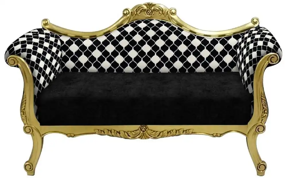 Casa Padrino canapé baroque avec motif noir / blanc / or - Canapé de salon fait main de style baroque - Mobilier de salon baroque Bestseller