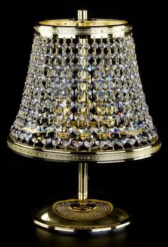 Preisreduziert Casa Padrino lampe de table baroque de luxe en cristal or Ø 25 x H. 32 cm - Magnifique lampe de tabouret avec verre en cristal de Bohême - Lumières baroques en cristal