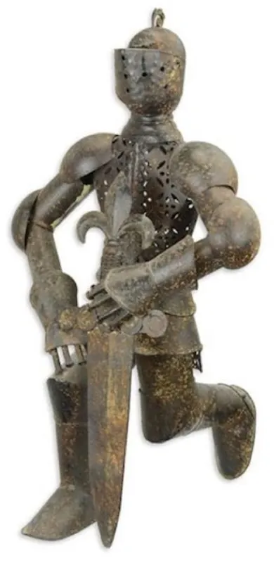 Jetzt Bestellen Casa Padrino armure de chevalier médiéval gris / rouille 38,3 x 39,2 x H. 66,7 cm - Chevalier en métal avec épée - Accessoires de décoration médiévale
