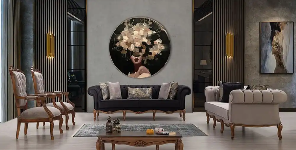 Casa Padrino ensemble de salon baroque de luxe noir / gris / marron - 2 Canapés & 2 Fauteuils & 1 Table Basse - Mobilier de salon de style baroque - Noble & Magnifique Letzte Chance