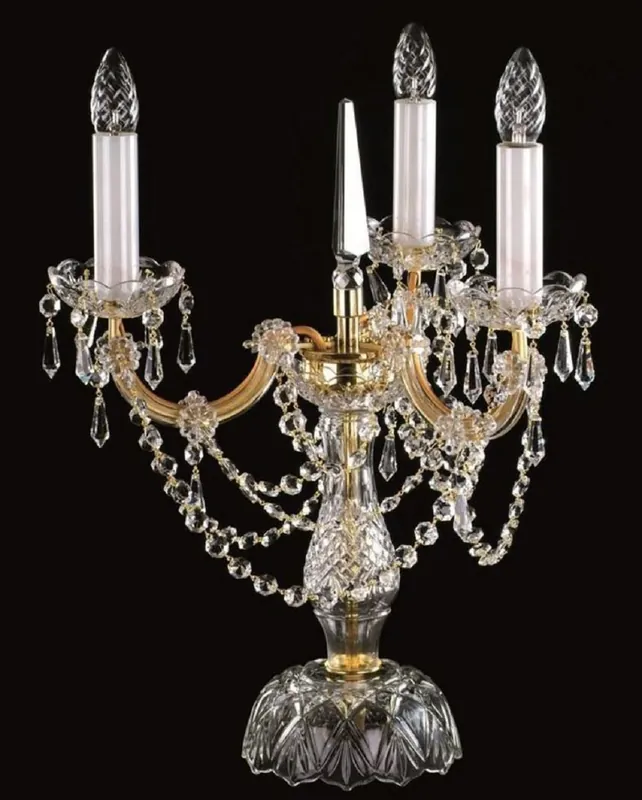 Casa Padrino lampe de table baroque de luxe en cristal or Ø 38 x H. 48 cm - Magnifique lampe de bureau avec verre en cristal de Bohême - Lumières baroques en cristal Zertifiziert