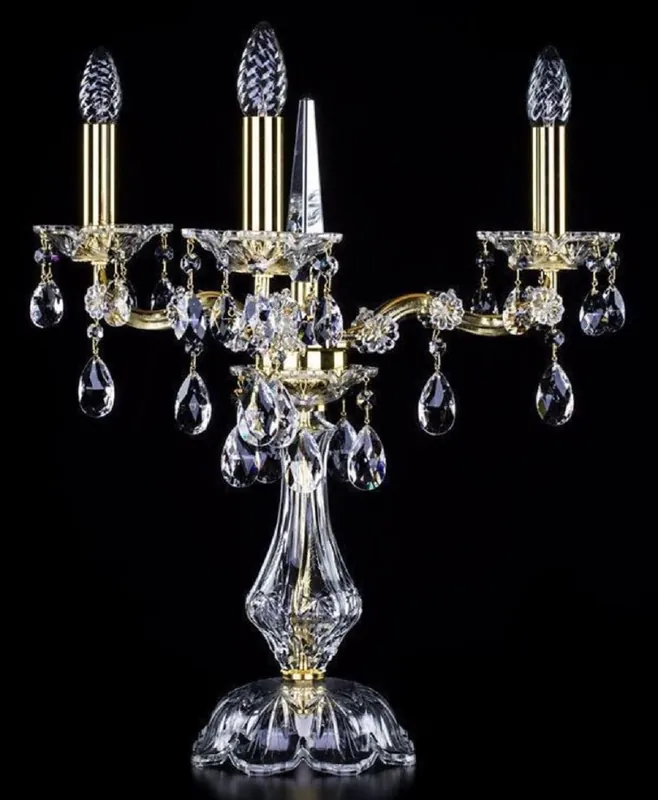 Nur Für Kurze Zeit Casa Padrino lampe de table baroque de luxe en cristal or Ø 30 x H. 55 cm - Magnifique lampe de bureau avec verre en cristal de Bohême - Lumières baroques en cristal