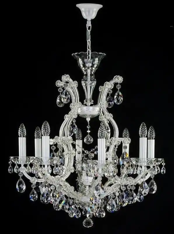 Finale Aktion Casa Padrino lustre baroque de luxe blanc Ø 73 x H. 79 cm - Magnifique lustre en verre cristal de Bohême - Lustre Hôtel & Restaurant