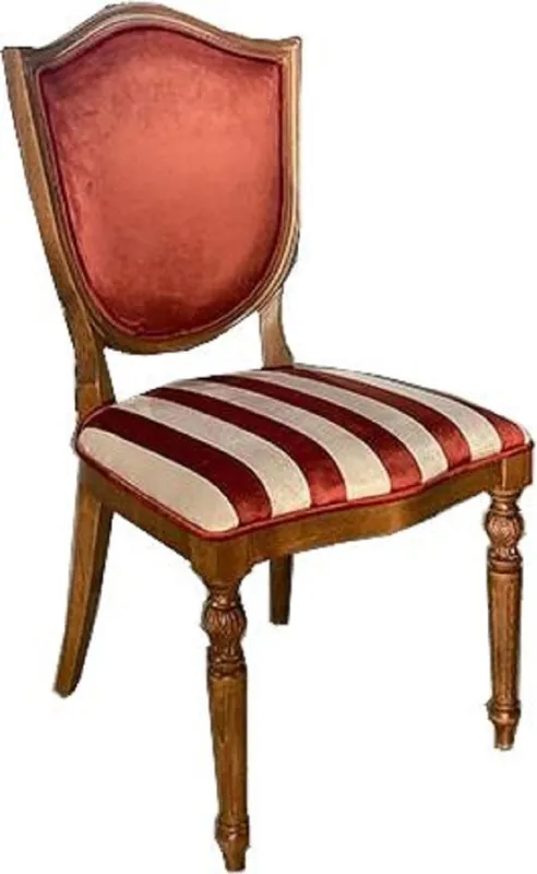 Casa Padrino chaise de salle à manger Art Déco rouge bordeaux / blanc / marron - Chaise élégante en bois massif avec rayures - Mobilier de Salle à Manger - Mobilier Art Déco Jetzt Kaufen