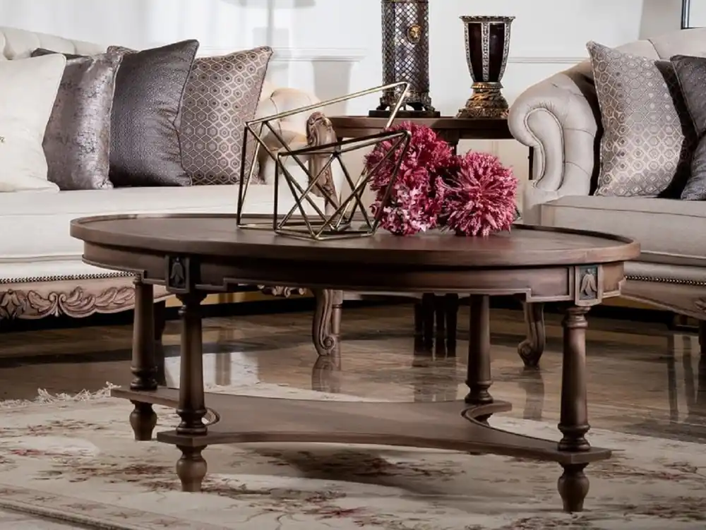 Garantierte Lieferung Casa Padrino table basse baroque de luxe marron - Table de salon ovale en bois massif de style baroque - Meuble de salon baroque