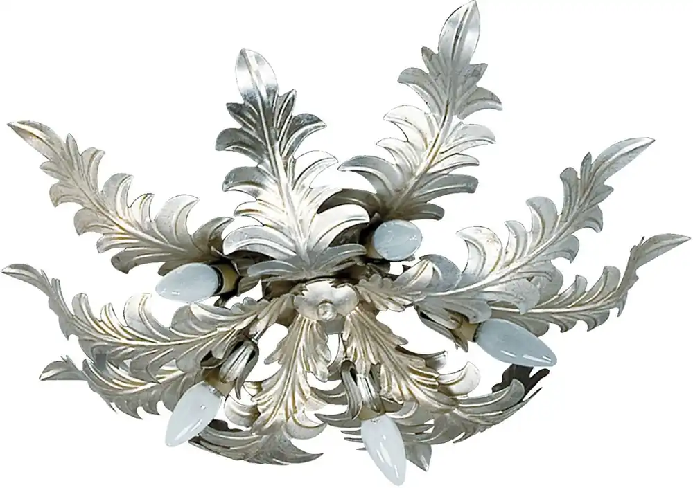 Casa Padrino lampe de couverture baroque de luxe argent Ø 70 x H. 15 cm - Lampe de couverture de salon baroque - Lampe de couverture de hôtel baroque - Mobilier Baroque Nur Für Kurze Zeit