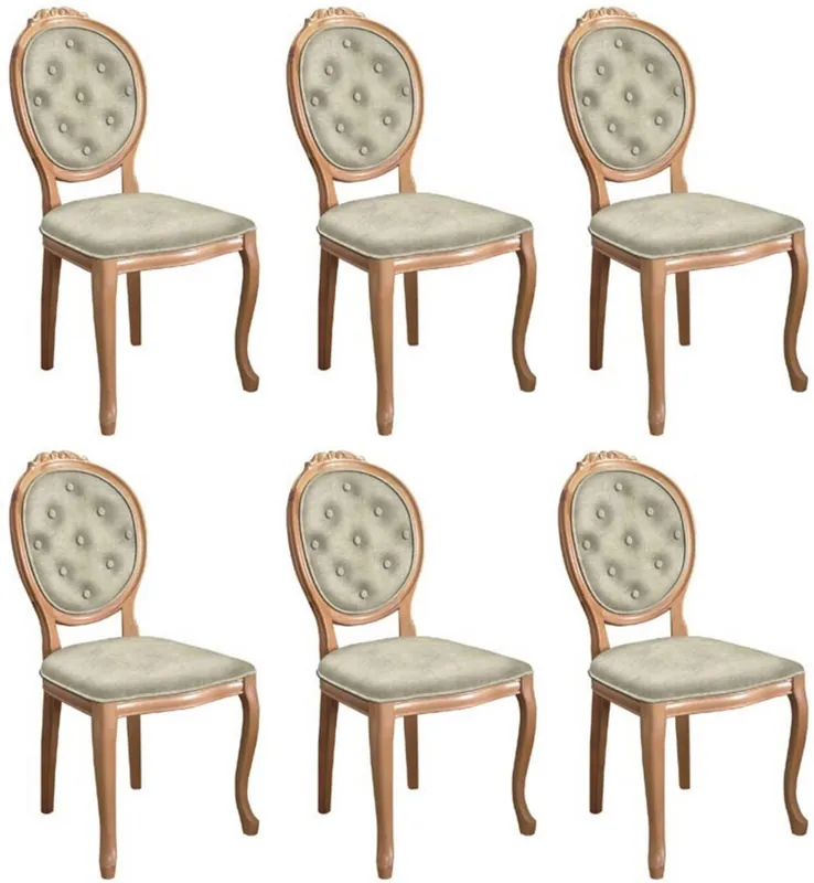 Markenware Casa Padrino ensemble de chaises de salle à manger baroques gris / naturelle - 6 Chaises de cuisine fait main de style baroque - Mobilier de salle à manger baroque