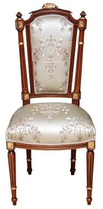 Casa Padrino chaise de salle à manger baroque crème / marron / or - Chaise de style antique fait main - Mobilier de salle à manger de style baroque Highlight
