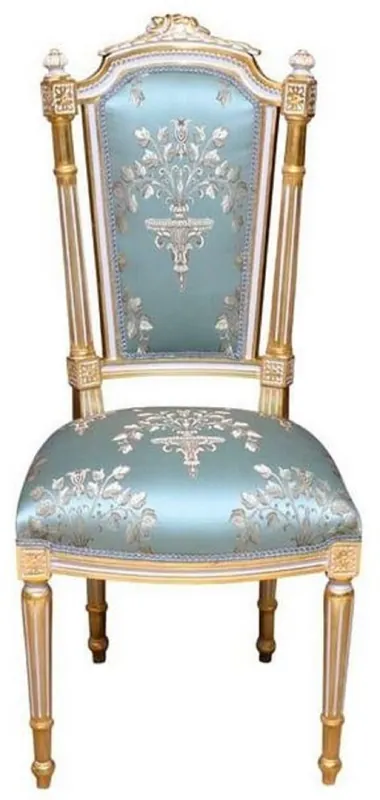 Casa Padrino chaise de salle à manger baroque turquoise / blanc / or - Chaise de style antique fait main - Mobilier de salle à manger de style baroque Jetzt Kaufen