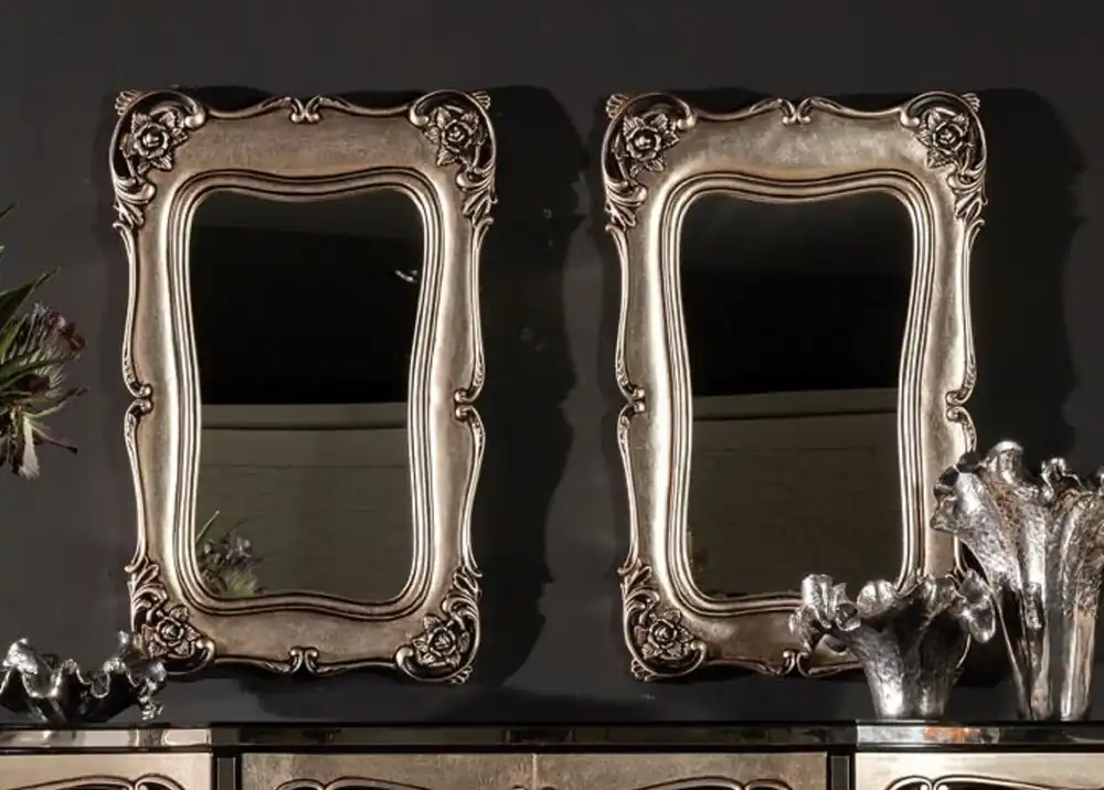 Casa Padrino ensemble de miroirs baroques de luxe argent - 2 miroirs muraux fait main de style baroque - Meubles Baroques Expressversand