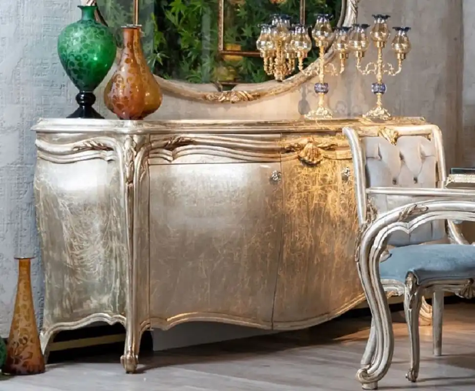 Casa Padrino buffet baroque de luxe argent / or - Magnifique armoire en bois massif - Meuble baroque - Noble & Magnifique Direktkauf