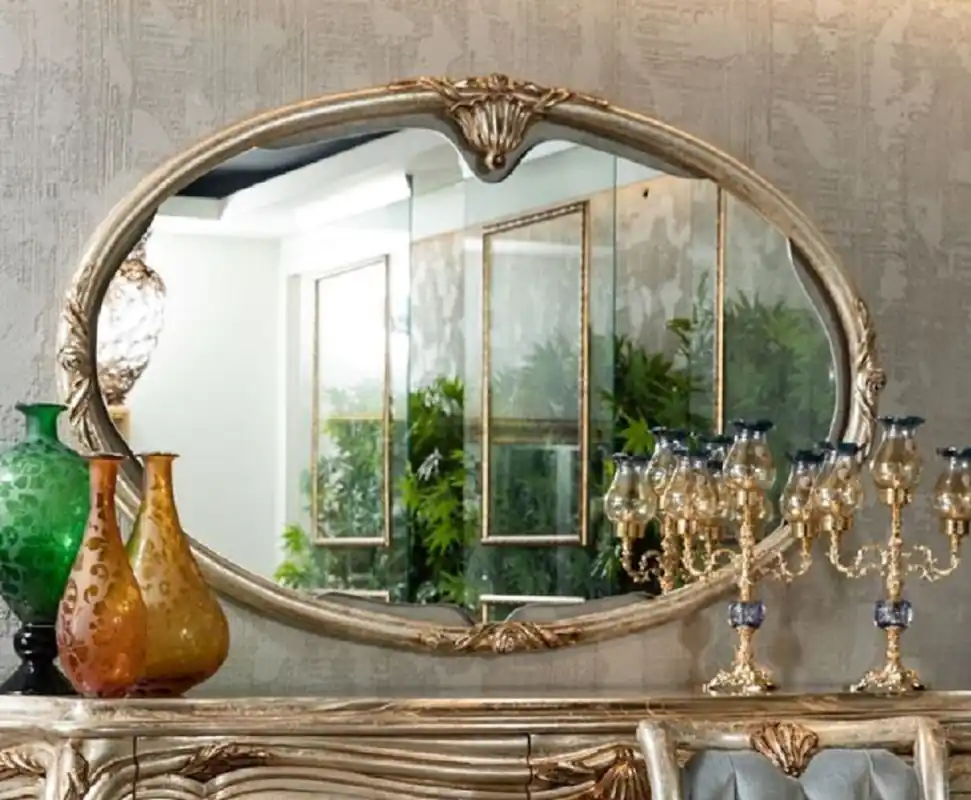 Aktuell Casa Padrino miroir baroque de luxe argent / or - Miroir mural ovale en bois massif de style baroque - Mobilier Baroque