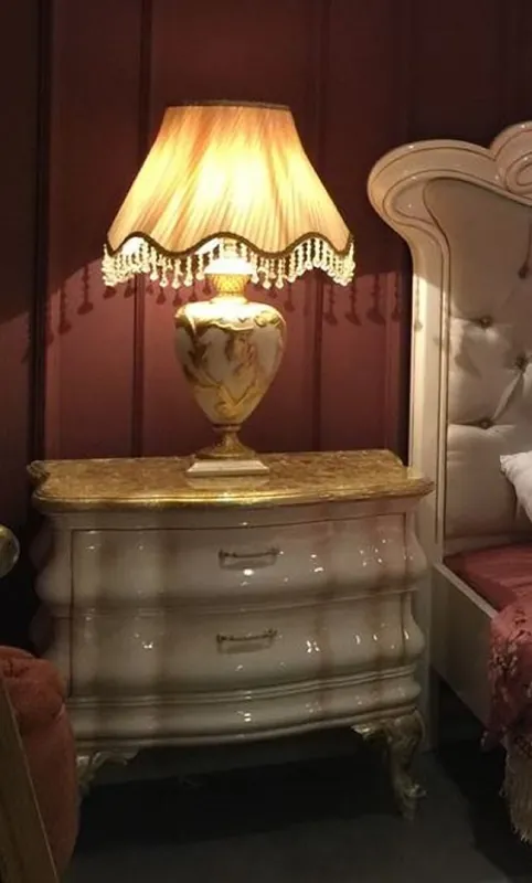 Online Kaufen Casa Padrino table de chevet baroque de luxe blanc / or - Table de chevet baroque fait main avec 2 tiroirs - Mobilier de chambre baroque