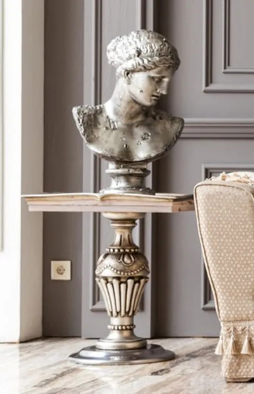 Aktuell Casa Padrino table d'appoint baroque de luxe argent / naturelle - Table fait main dans le style baroque - Meubles de salon baroques - Noble & Magnifique