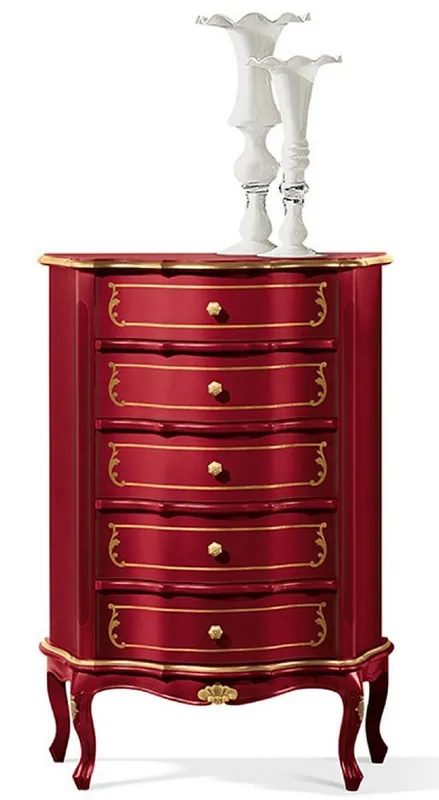 Casa Padrino commode baroque de luxe bordeaux rouge / or - Armoire en bois massif noble avec 5 tiroirs - Meubles Baroques - Qualité de Luxe - Fabriqué en Italie Jetzt Kaufen