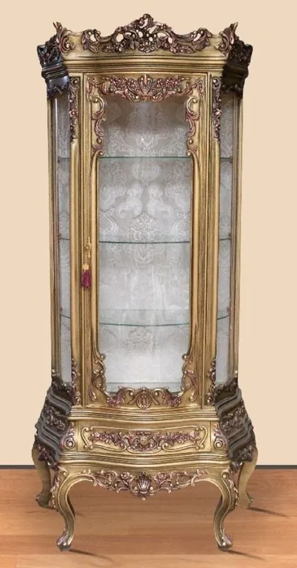 Casa Padrino vitrine baroque or antique - Magnifique armoire baroque avec porte vitrée et tiroir - Meuble de salon baroque fait main Kracherpreis