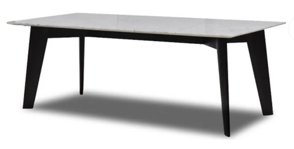 Casa Padrino table de salle à manger de luxe blanc / noir 240 x 100 x H. 75 cm - Table de cuisine moderne avec plateau en marbre italien Calacatta de haute qualité - Mobilier de salle à manger Mega-Angebot