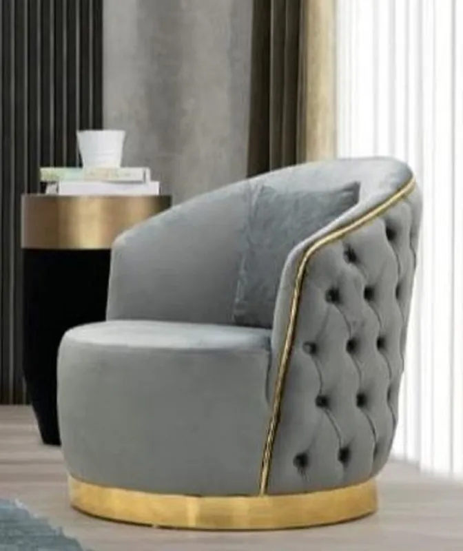 Casa Padrino fauteuil Chesterfield de luxe gris / or 90 x 95 x H. 75 cm - Fauteuil de salon moderne - Mobilier de Salon Chesterfield Billig