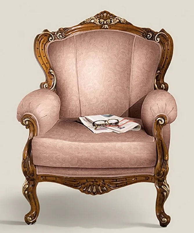 Aktuell Casa Padrino fauteuil baroque de luxe rose / marron / or - Fauteuil de salon en acajou fait main - Mobilier de salon baroque - Qualité de Luxe - Fabriqué en Italie
